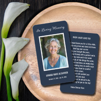 Eenvoudige begrafenisfotosympathie Memorial Prayer Visitekaartje