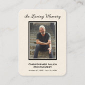 Eenvoudige begrafenisfotosympathie Memorial Prayer Visitekaartje (Voorkant)