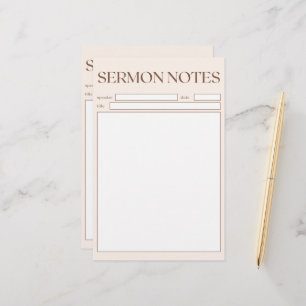Eenvoudige beige Christelijke preeknotities voor d Briefpapier