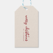 Eenvoudige Beige Merry Christmas met aangepaste na Cadeaulabel (Voorkant)