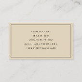 Eenvoudige beige met zwarte rand minimalistisch visitekaartje (Achterkant)