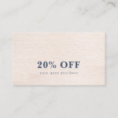 Eenvoudige Beige Moderne Minimalistische kortingsk Visitekaartje (Voorkant)