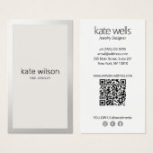 Eenvoudige beige taupe Silver Border Visitekaartje (Voorkant /achterkant)