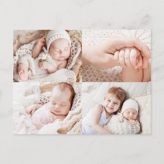 Eenvoudige bekendmaking van Baby Elegant Photo Col Aankondigingskaart (Achterkant)