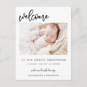 Eenvoudige bekendmaking van Baby Elegant Photo Col Aankondigingskaart