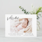 Eenvoudige bekendmaking van Baby Elegant Photo Col Kaart (Staand voorkant)