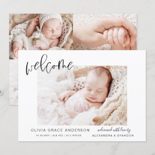 Eenvoudige bekendmaking van Baby Elegant Photo Col Kaart
