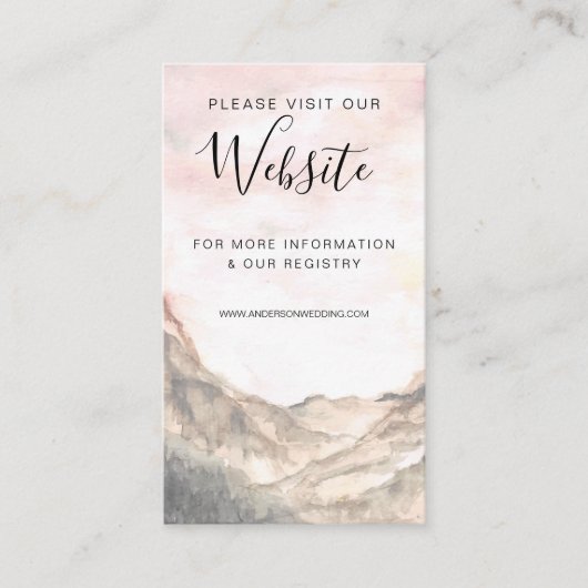 Eenvoudige Berg Waterverf Bruiloft Website Informatiekaartje (Voorkant)