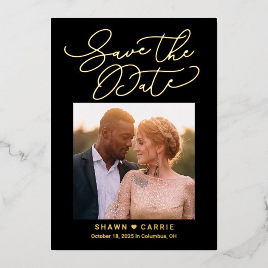 Eenvoudige bericht REAL FOIL Save The Date Kaart (Voorkant)