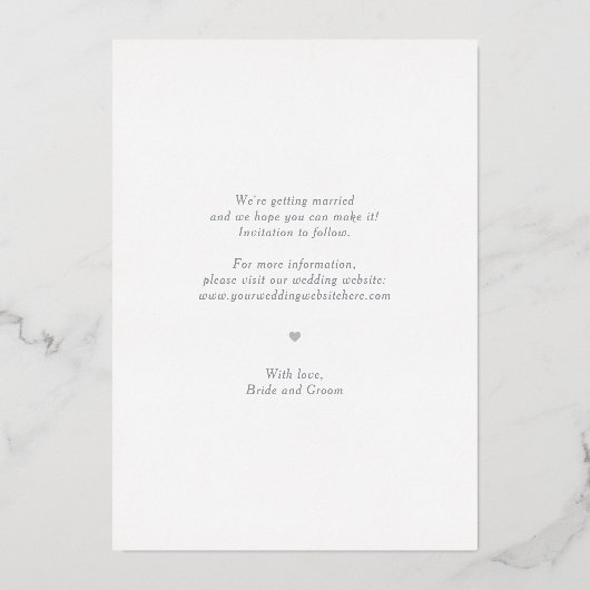 Eenvoudige bericht REAL FOIL Save The Date Kaart (Achterkant)