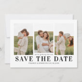 Eenvoudige bespaar de datum-trouwkaart met 3 foto' save the date (Voorkant)