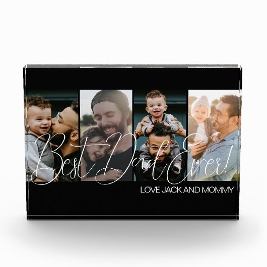 Eenvoudige beste papa ooit fotocollage fotoblokken (Voorkant)