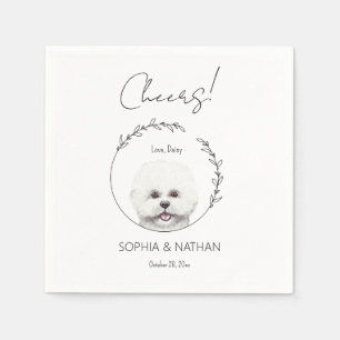 Eenvoudige Bichon Frise Hond Bruiloft Cocktail Servet