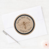 Eenvoudige Bij Tekening Kraft Papier Honingpot Sti Ronde Sticker (Envelop)