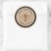 Eenvoudige Bij Tekening Kraft Papier Honingpot Sti Ronde Sticker (Tas)