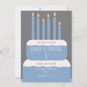 Eenvoudige Birthday-Cake met partijkaarsblauw Kaart (Voorkant)