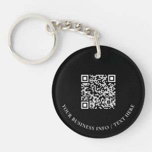 Eenvoudige Black Business Logo QR Code Promotie Sleutelhanger