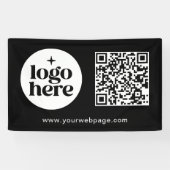 Eenvoudige Black Business Logo QR-code Spandoek (Horizontaal)