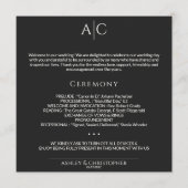Eenvoudige Black Noir Monogram huwelijksceremonie Programma (Voorkant)