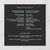 Eenvoudige Black Noir Monogram huwelijksceremonie Programma (Achterkant)