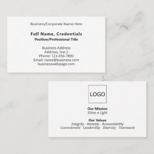 Eenvoudige Black White Branded Business Corporate Visitekaartje