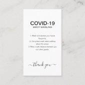 Eenvoudige Black White Covid Veiligheidsrichtlijne Visitekaartje (Voorkant)