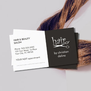 Eenvoudige Black White Hair Stylist-Benoemkaart Afsprakenkaartje