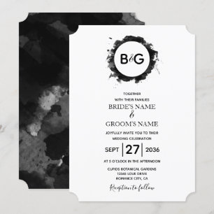 Eenvoudige Black White Wedding-uitnodigingen Kaart
