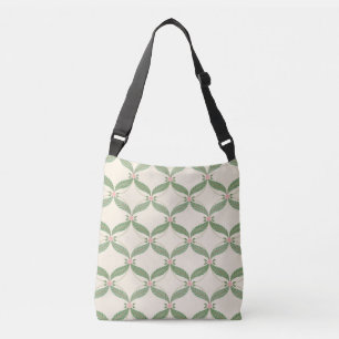 Eenvoudige bladeren bloemen raster patroon crossbody tas