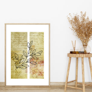 Eenvoudige Bladlijn Art Outline Vlinder Achtergron Poster