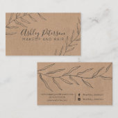 Eenvoudige bladrustige kraftmake-up typografie visitekaartje (Voorkant / Achterkant)