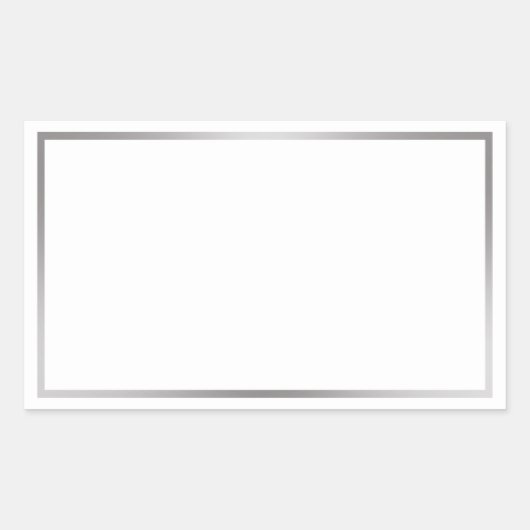 Eenvoudige Blank Wit en Zilver Look Rand Rechthoekige Sticker (Voorkant)