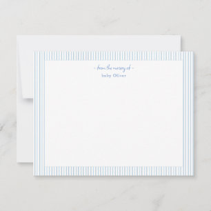 Eenvoudige blauw-witte streep Baby boy Dank u Bedankkaart