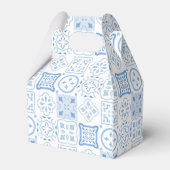 Eenvoudige blauw-witte Tegel citroen bruiloft douc Bedankdoosjes (Achterkant)