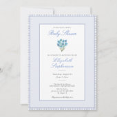 Eenvoudige Blauwe Bloemige Baby Shower Uitnodiging (Voorkant)