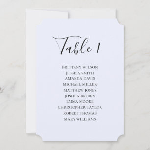 Eenvoudige blauwe bruiloft zitkaart. Modern script Kaart
