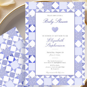 Eenvoudige Blauwe Deken Jongens Baby Shower Uitnod Kaart
