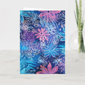 Eenvoudige Blauwe en Roze Print Gelukkige Verjaard Kaart (Achterkant)