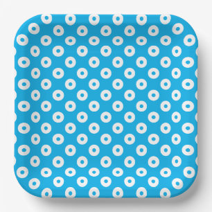 Eenvoudige Blauwe en Witte Polka-Stippen Papier Bo Papieren Bordje