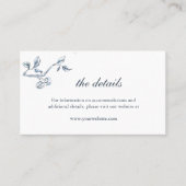 Eenvoudige blauwe en witte trouwkaart plaatskaartje (Voorkant)