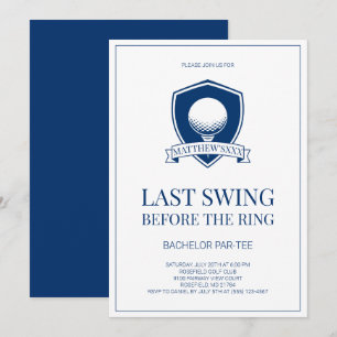Eenvoudige Blauwe Laatste Swing Golf Bachelorfeest Kaart