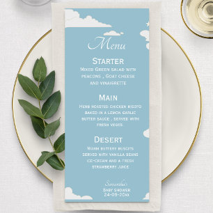 Eenvoudige blauwe minimalistische elementaire wolk menu