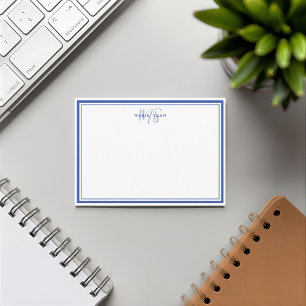 Eenvoudige Blauwe Minimalistische Monogram Twee Ra Notitiekaartje