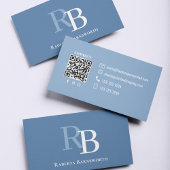 Eenvoudige Blauwe Monogram QR-code | Verbind met M Visitekaartje