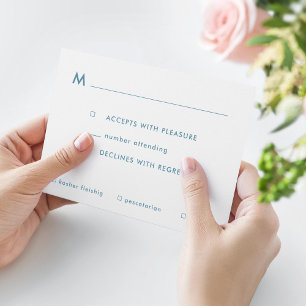 Eenvoudige blauwe ombre balk Mitzvah maaltijdoptie RSVP Kaartje