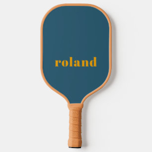 Eenvoudige blauwe Oranje naam Pickleball Paddle