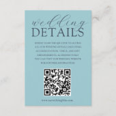 Eenvoudige Blauwe QR Code Trouwdetails Informatiekaartje (Voorkant)