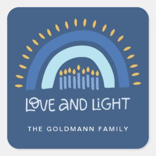 Eenvoudige Blauwe Regenboog Kaarsen Liefde & Licht Vierkante Sticker