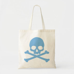 Eenvoudige blauwe schedel en kruisbeenderen tote bag