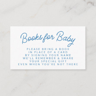 Eenvoudige Blauwe Speelse Boekverzoek Baby Shower Informatiekaartje